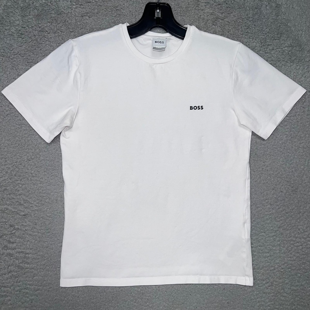 Boss Hugo Boss T Shirt Youth Size 14-S White Short Sleeve Logo Crew Neck Tee
